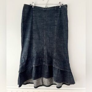 Westbound Western Dark Denim Peplum Midi Skirt, Size 14